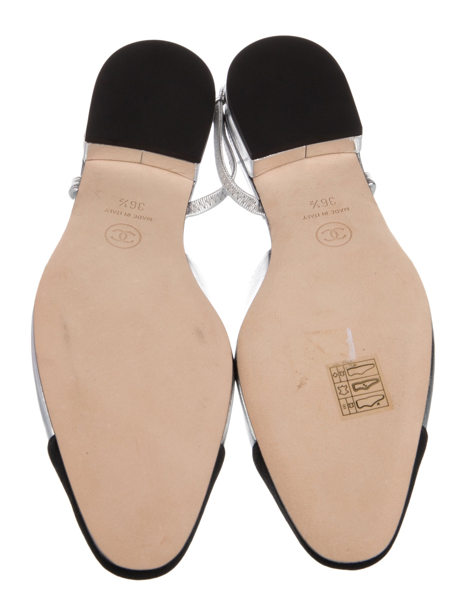 Chanel Interlocking CC Logo Leather Slingback Flats